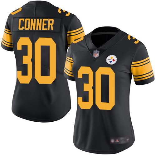Women Pittsburgh Steelers Football #30 Limited Black James Conner Rush Vapor Untouchable Nike NFL Jersey